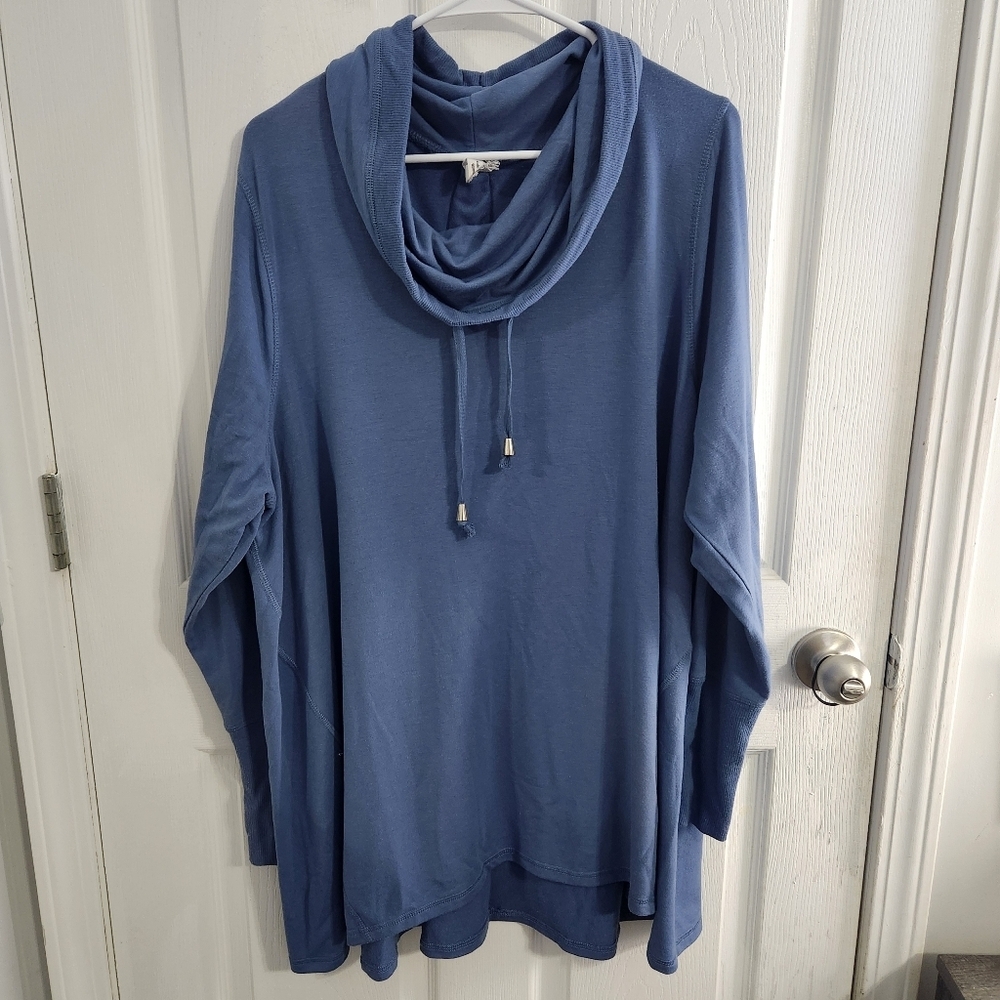 Cable and Gauge blue cowl neck tunic shirt women 2x Gorpcore athleisure